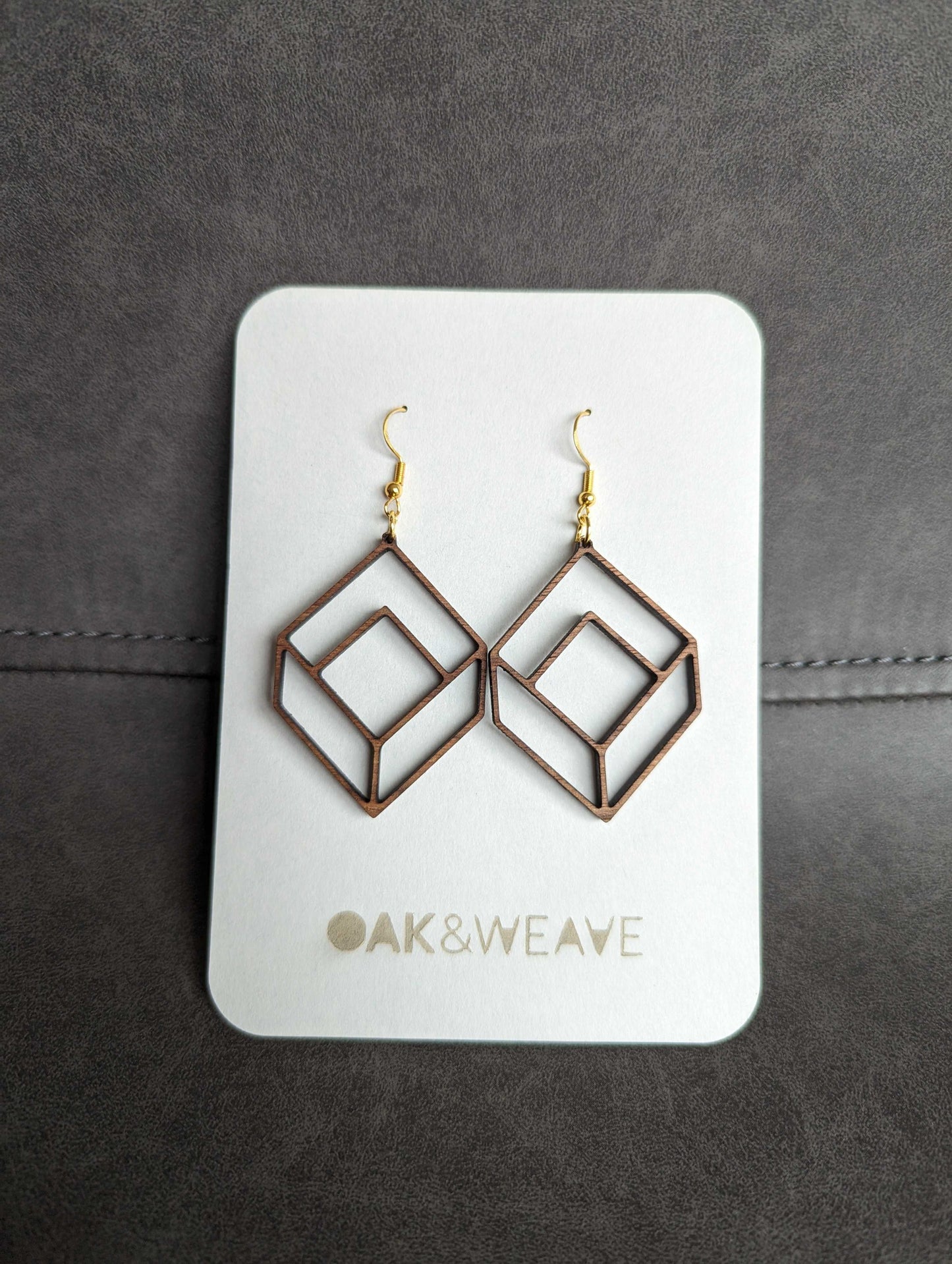 Cubed Geometric - Hand-made Wooden Earrings