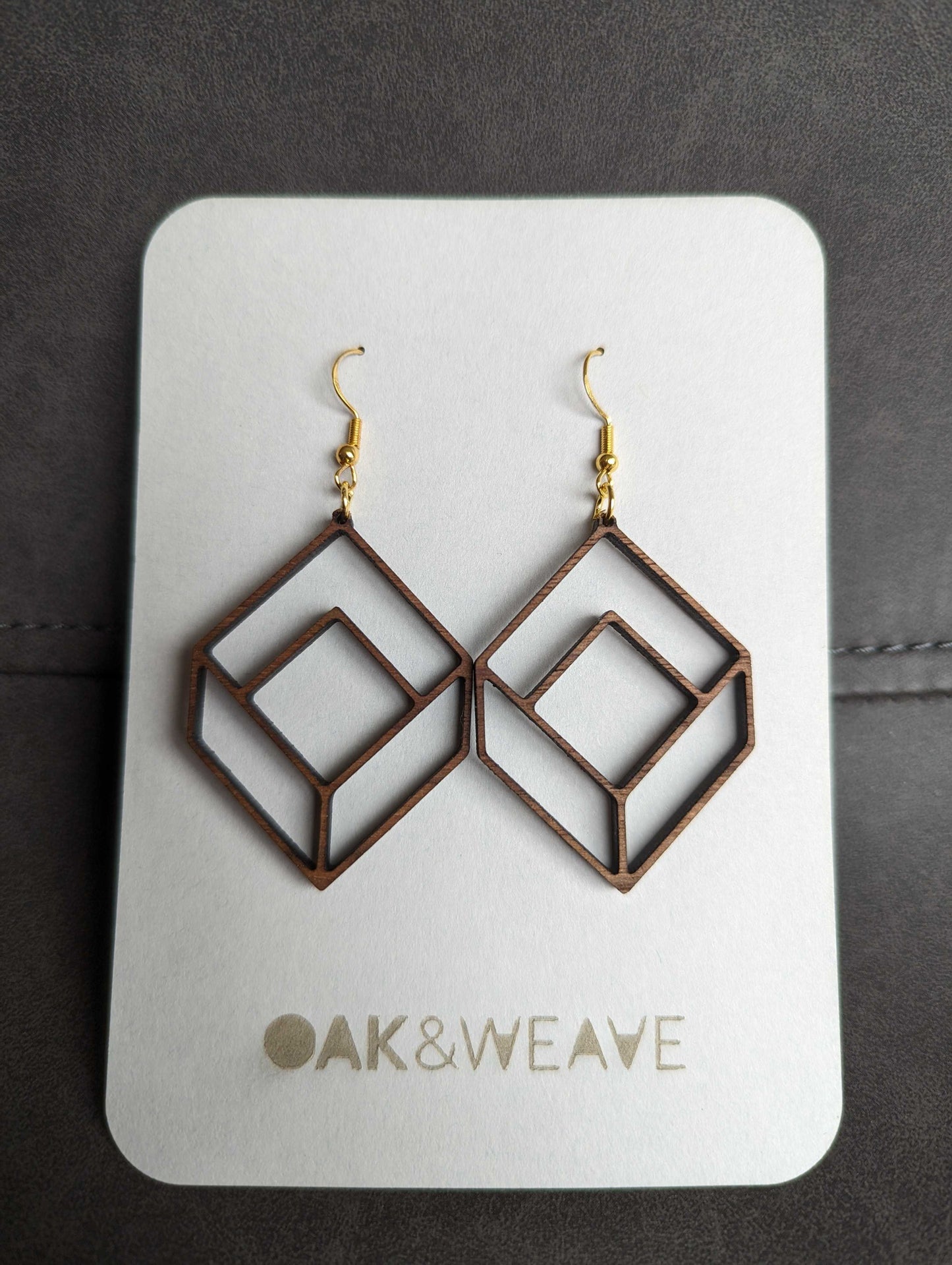 Cubed Geometric - Hand-made Wooden Earrings