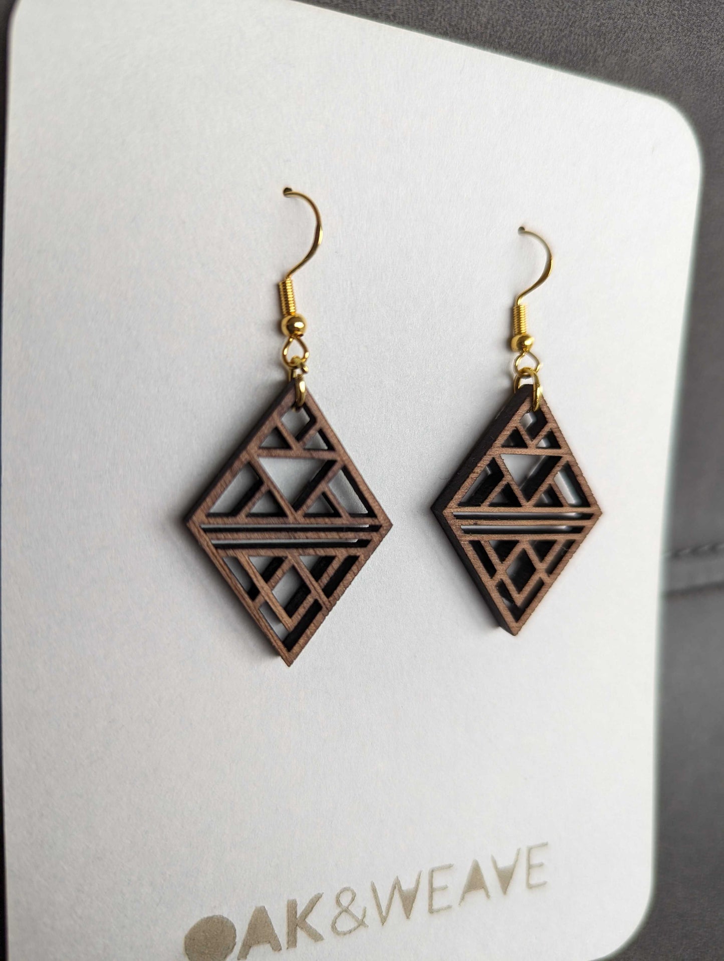 Aztec Geometric - Hand-made Wooden Earrings